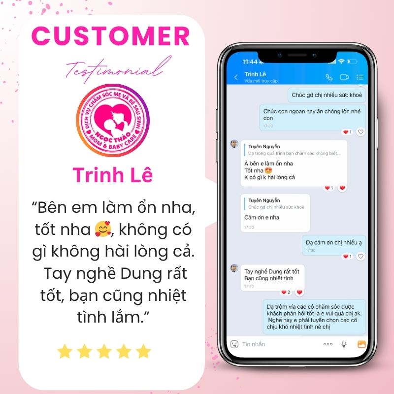 Đánh giá từ khách hàng sau khi sử dụng dịch vụ chăm sóc mẹ và bé sau sinh của Ngọc Thảo Mom Baby Care